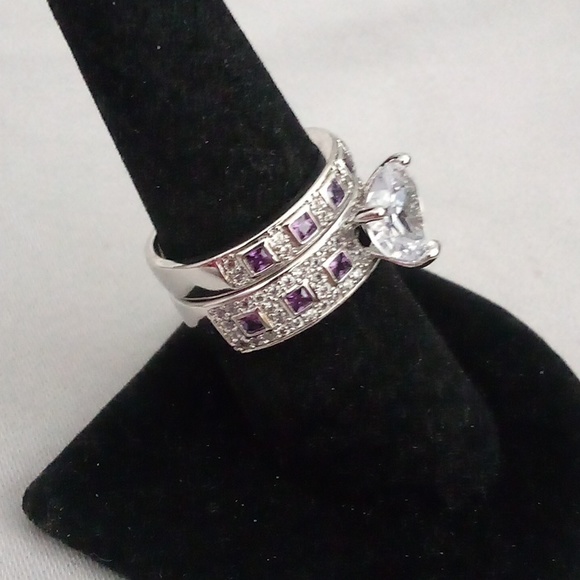 Super cute set of topaz and amethyst friend ship rings Size 6.5 - Picture 2 of 6